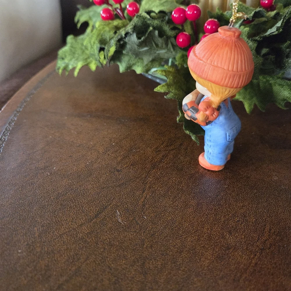 Enesco Little Girl In Overalls Merry Christmas Teacher Ceramic Ornament